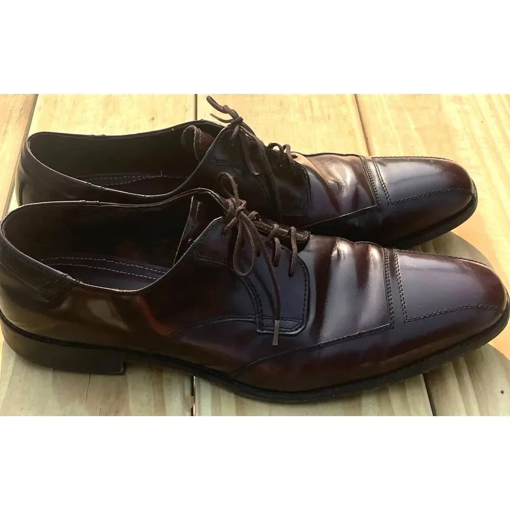Johnston & Murphy Flex System Burgundy Leather Cap Toe Oxford Shoes 9.5M